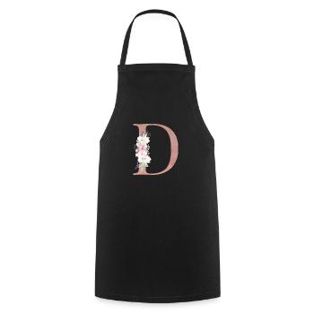 Personalisierbar Monogramm D Floral - Kochschürze - Schwarz - Vorne - AI Model Male 185 dark (185cm)