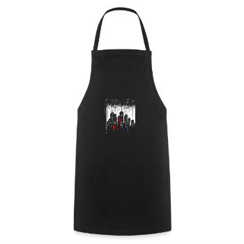 Minimalist metropolis skyscraper in the rain - Cooking Apron - black - Front - AI Model Male 185 dark (185cm)