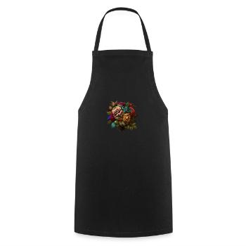 BOUQUET OF SPRING ROSES - BEAUTIFUL - Cooking Apron - black - Front - AI Model Male 185 dark (185cm)