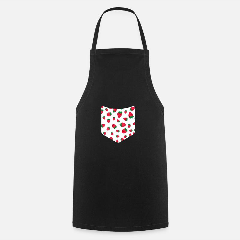 Sommer Obst Erdbeeren Muster Brusttasche Erdbeere - Kochschürze - Schwarz