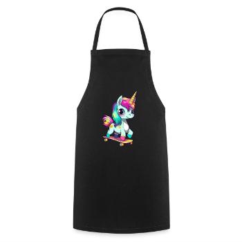 Licorne sur une planche à roulettes - Tablier de cuisine - noir - Devant - AI Model Male 185 dark (185cm)