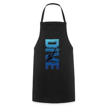 Dive Vertical Text Vintage Scuba Diver - Cooking Apron - black - Front - AI Model Male 185 dark (185cm)