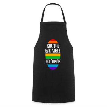 kill the bad vibes not animals - Cooking Apron - black - Front - AI Model Male 185 dark (185cm)