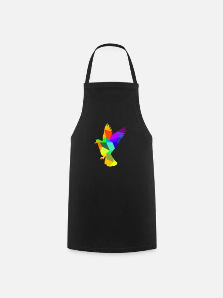 Taube Vogel Regenbogen Tiere Polygon - Kochschürze - Schwarz