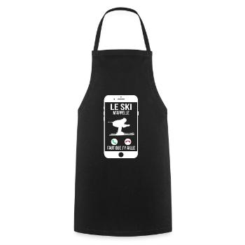 Le ski m'appelle - Faut que j'y aille - Tablier de cuisine - noir - Devant - AI Model Male 185 dark (185cm)