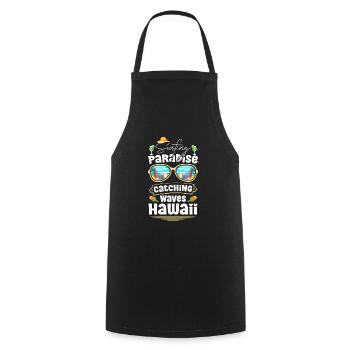 Vagues de plage Vacances d’été Plongée - Tablier de cuisine - noir - Devant - AI Model Male 185 dark (185cm)