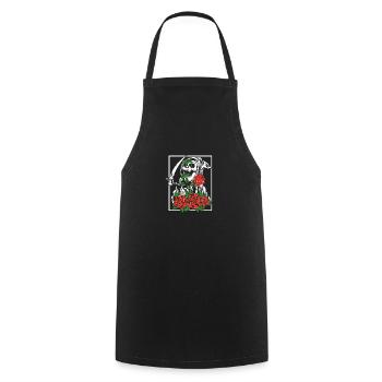 Sensenmann mit Rosen | Totenkopf Blumen - Kochschürze - Schwarz - Vorne - AI Model Male 185 dark (185cm)