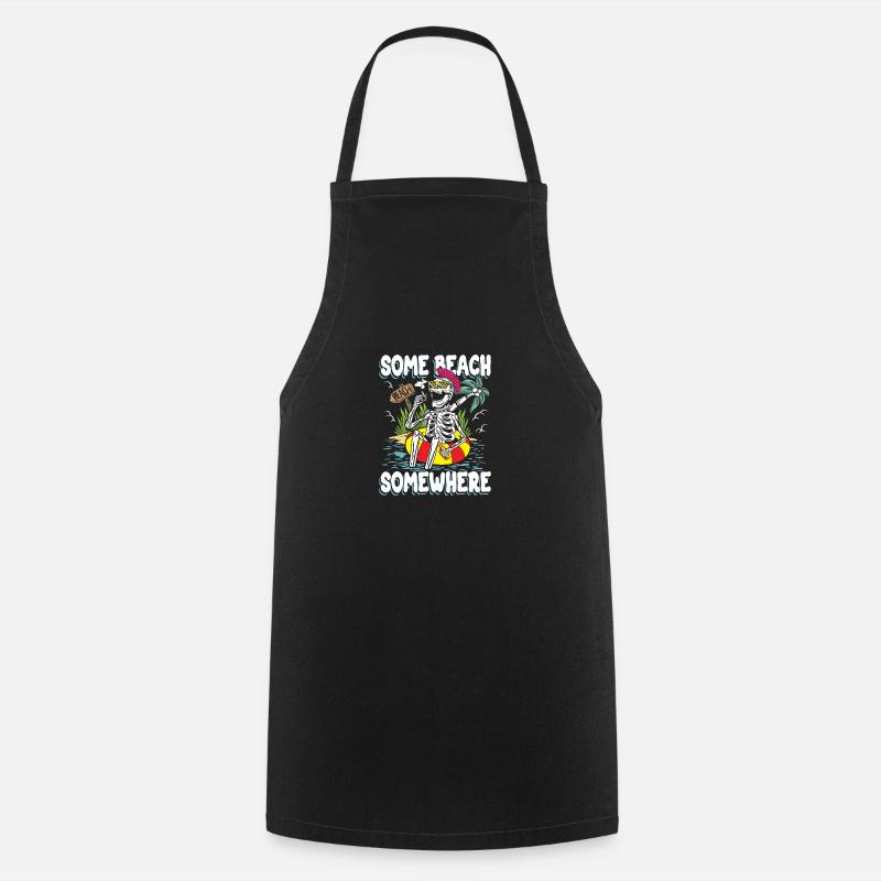 Some beach somewhere | sun & chill skull - Cooking Apron - black