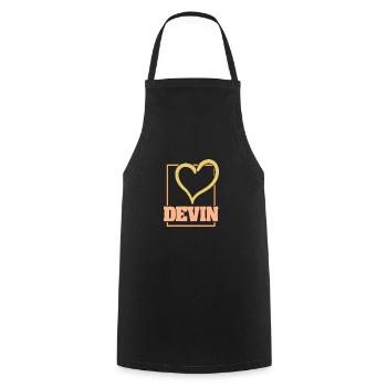 Gift for Devin - Cooking Apron - black - Front - AI Model Male 185 dark (185cm)