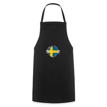 Drapeau suédois Suède - Tablier de cuisine - noir - Devant - AI Model Male 185 dark (185cm)