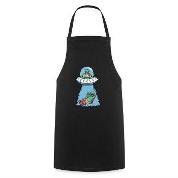 Alien isst Pizza - Kochschürze - Schwarz - Vorne - AI Model Male 185 dark (185cm)