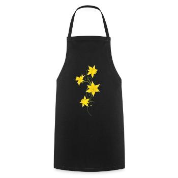 Filigree Daffodils Flowers. Spring, Easter. - Cooking Apron - black - Front - AI Model Male 185 dark (185cm)