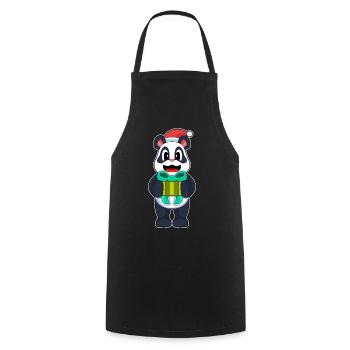 Chapeau de père Noël Panda - Tablier de cuisine - noir - Devant - AI Model Male 185 dark (185cm)