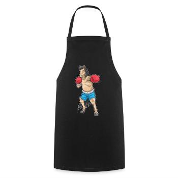 Pferd Boxer Boxhandschuhe Boxen - Kochschürze - Schwarz - Vorne - AI Model Male 185 dark (185cm)