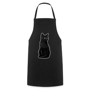 Black Cat Sitting Yellow Eyes Elegant Portrait - Cooking Apron - black - Front - AI Model Male 185 dark (185cm)