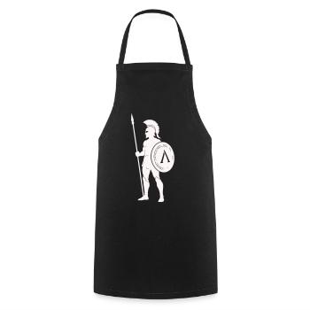 Spartanischer Krieger mit Schild - Kochschürze - Schwarz - Vorne - AI Model Male 185 dark (185cm)