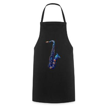 Saxophone Poisson - Tablier de cuisine - noir - Devant - AI Model Male 185 dark (185cm)