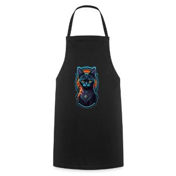 chaton noir et lumière néon - Tablier de cuisine - noir - Devant - AI Model Male 185 dark (185cm)