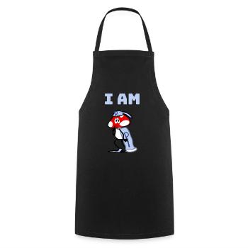 I am P! - Kochschürze - Schwarz - Vorne - AI Model Male 185 dark (185cm)