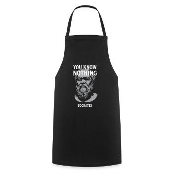 Citation de Socrate - Tablier de cuisine - noir - Devant - AI Model Male 185 dark (185cm)
