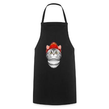 Firefighter American Shorthair Cat I Cat Lover I - Cooking Apron - black - Front - AI Model Male 185 dark (185cm)