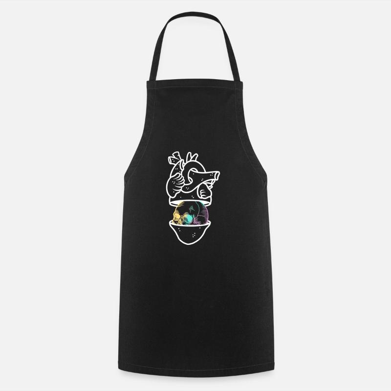Heart Skull 2 white - Tablier de cuisine - noir