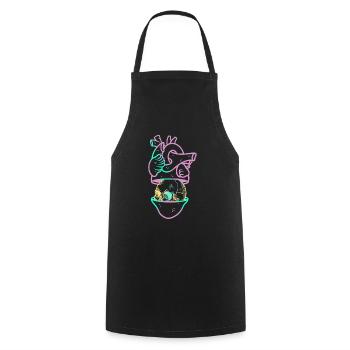 Heart Skull 2 mauve - Tablier de cuisine - noir - Devant - AI Model Male 185 dark (185cm)