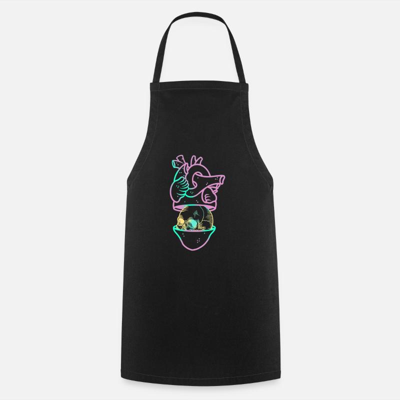 Heart Skull 2 mauve - Tablier de cuisine - noir