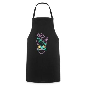 Heart Skull 3 mauve - Tablier de cuisine - noir - Devant - AI Model Male 185 dark (185cm)
