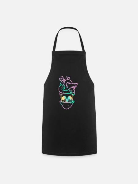 Heart Skull 3 purple - Cooking Apron - black