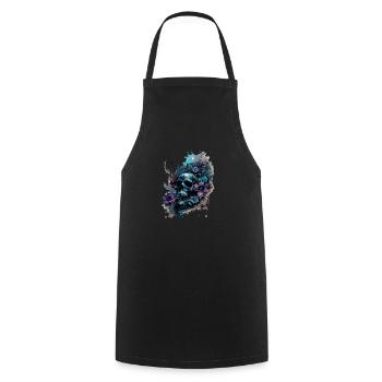 Human Skull & Flowers 39 - Cooking Apron - black - Front - AI Model Male 185 dark (185cm)