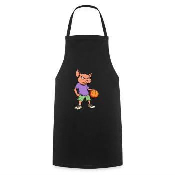 Cochons Basket-ball / Basketteur Cochon - Tablier de cuisine - noir - Devant - AI Model Male 185 dark (185cm)