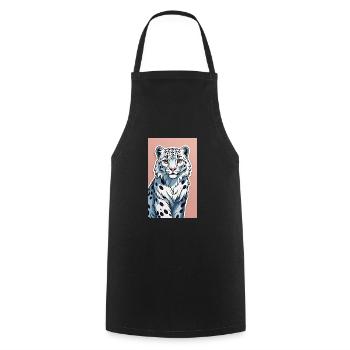 Léopard des neiges | Léopard | Prédateur - Tablier de cuisine - noir - Devant - AI Model Male 185 dark (185cm)