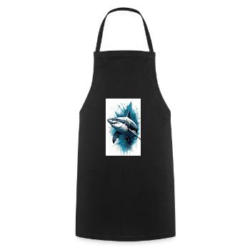 Shark | Great White Shark | Sea Creature | Fish - Cooking Apron - black - Front - AI Model Male 185 dark (185cm)