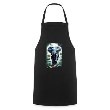Elefant | Wildtier | Afrika | Kindermotive - Kochschürze - Schwarz - Vorne - AI Model Male 185 dark (185cm)