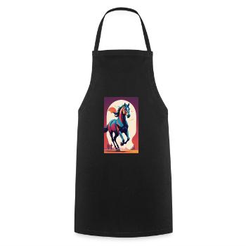 Horse | Horse Riding | Animal | Mount | Colorful - Cooking Apron - black - Front - AI Model Male 185 dark (185cm)