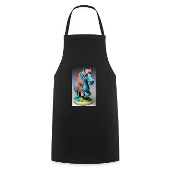 Horse | Horse Riding | Animal | Mount | Colorful - Cooking Apron - black - Front - AI Model Male 185 dark (185cm)