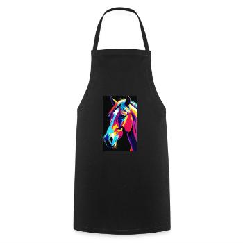 Horse | Horse Riding | Animal | Mount | Colorful - Cooking Apron - black - Front - AI Model Male 185 dark (185cm)