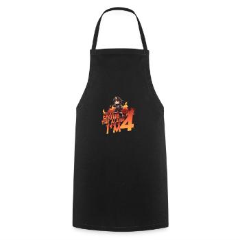 Thème de garçon d’anniversaire de pompier pour enfants de 4 ans - Tablier de cuisine - noir - Devant - AI Model Male 185 dark (185cm)