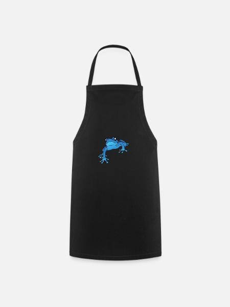 Poison dart frog from the rain forest blue dart frog - Cooking Apron - black