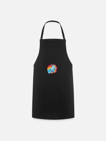 Rainbow unicorn female with rainbow hair - Cooking Apron - black