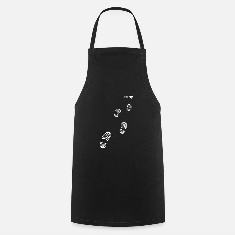 Cadeau de bottes de randonnée randonnée empreinte amour - Tablier de cuisine - noir