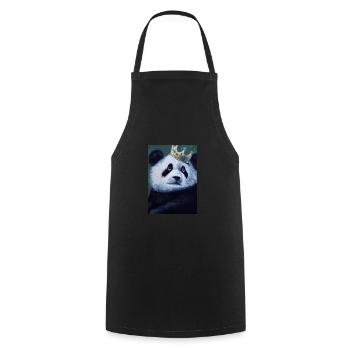 Panda with Crown Oil Painting - Cooking Apron - black - Front - AI Model Male 185 dark (185cm)