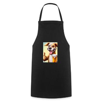 Lustiger Hund mit Bier - Kochschürze - Schwarz - Vorne - AI Model Male 185 dark (185cm)