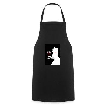 Katze mit Wein - Kochschürze - Schwarz - Vorne - AI Model Male 185 dark (185cm)