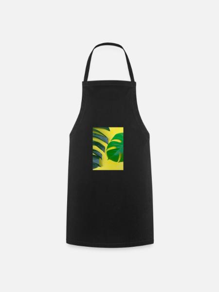 Monstera-Blätter - Kochschürze - Schwarz