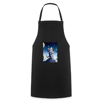 Astronautenkatze - Kochschürze - Schwarz - Vorne - AI Model Male 185 dark (185cm)