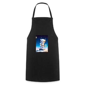 Astronautenkatze - Kochschürze - Schwarz - Vorne - AI Model Male 185 dark (185cm)