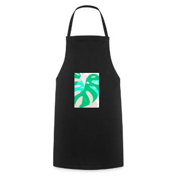 Monstera Pflanze Zusammenfassung - Kochschürze - Schwarz - Vorne - AI Model Male 185 dark (185cm)