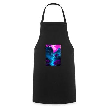 Mystischer Wasserfall - Kochschürze - Schwarz - Vorne - AI Model Male 185 dark (185cm)